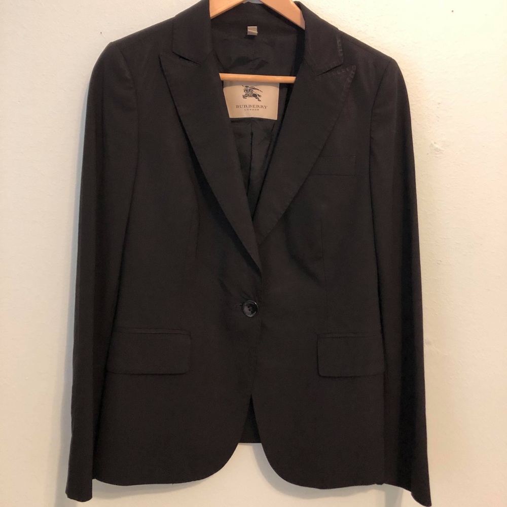 Burberry Blazer black with plaid trim